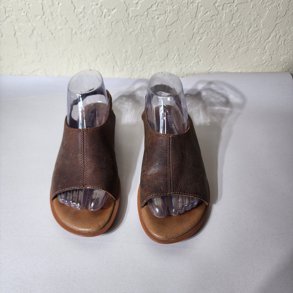 Kodiak Womens Brown Leather Slingback Peep Toe Flat Sandals Size 8 - Picture 3 of 8